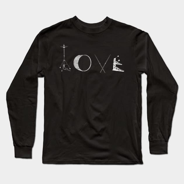 Love To Drum Long Sleeve T-Shirt by veerkun